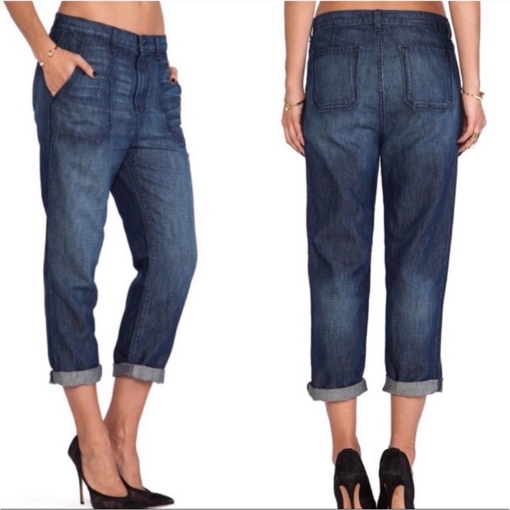J Brand rivington slouchy utility linen blend jeans size 26